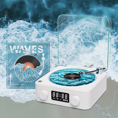 Premium Pink Waves Retro Bluetooth Vinyl Record Player