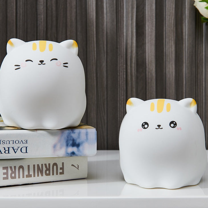 Squishy Silicone Kawaii Cat LED Night Light - Perfect Gift for Kids and Girls