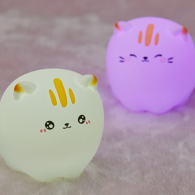 Squishy Silicone Kawaii Cat LED Night Light - Perfect Gift for Kids and Girls