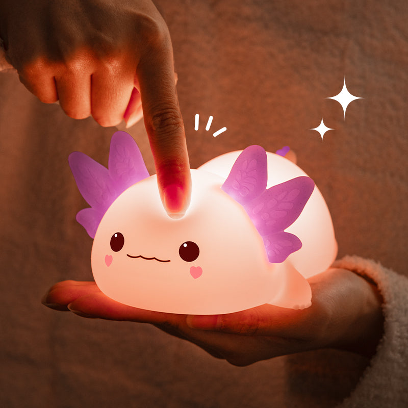 Veilleuse LED en silicone MeWaii® Lovely Axolotl Squishy - Cadeau idéal pour les enfants et les filles