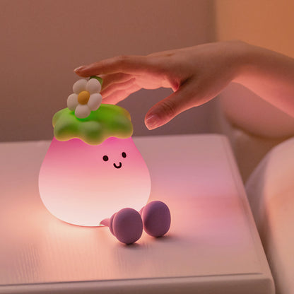 Squishy Silicone Eggplant LED Night Light - Perfect Gift for Kids and Girls