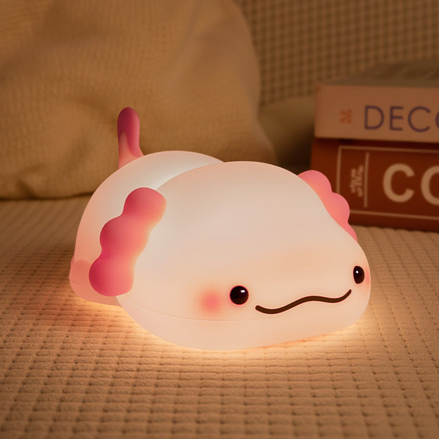 Squishy Silicone Lazy Axolotl LED Night Light - Perfect Gift for Kids and Girls