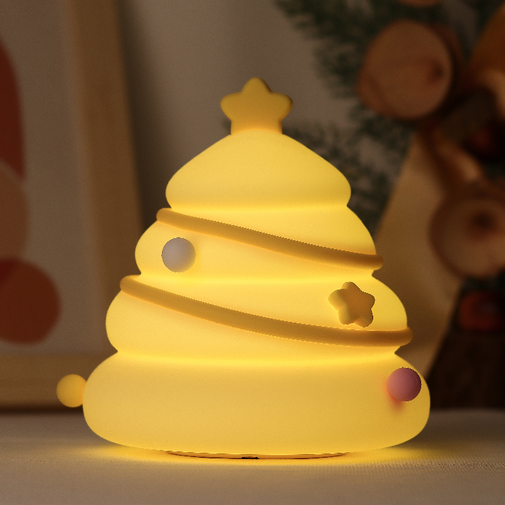 Christmas Tree Night Light LED Squishy Silicone Tap Lamp Best Gift for Baby and Girl