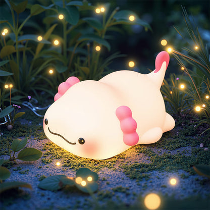 Squishy Silicone Lazy Axolotl LED Night Light - Perfect Gift for Kids and Girls