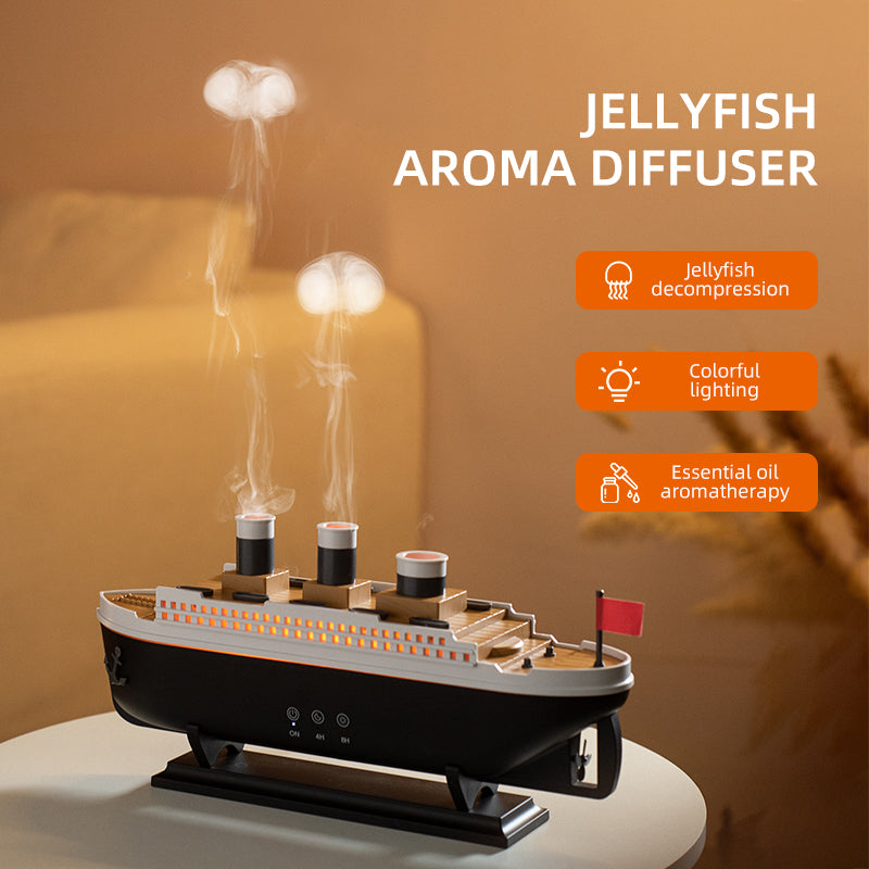 Ship Model Humidifier with LED Lights & Remote Control