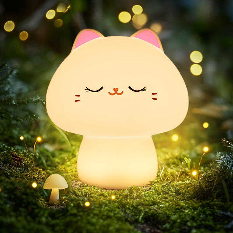 MeWaii® Mushroom Cat Squishy Silicone Night Light - Perfect Gift for Kids and Girls