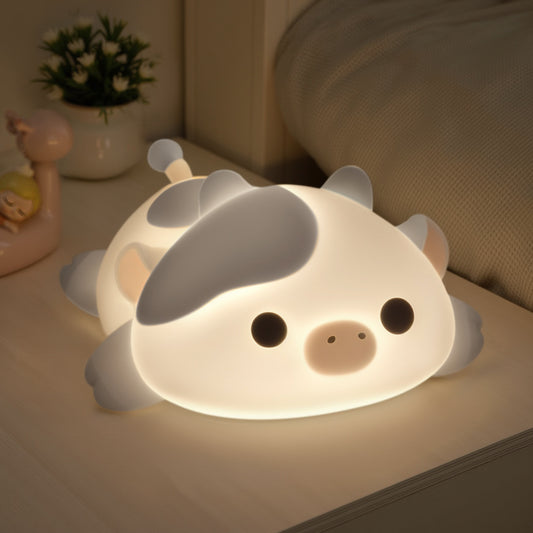 Squishy Silicone Cow LED Night Light - Perfect Gift for Kids and Girls