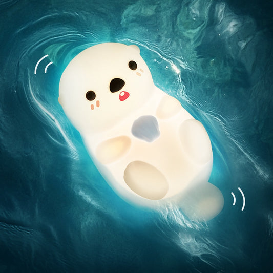 MeWaii® Otter Squishy Silikon LED Nachtlicht - Tipplampe, tolles Geschenk für Kinder und Mädchen