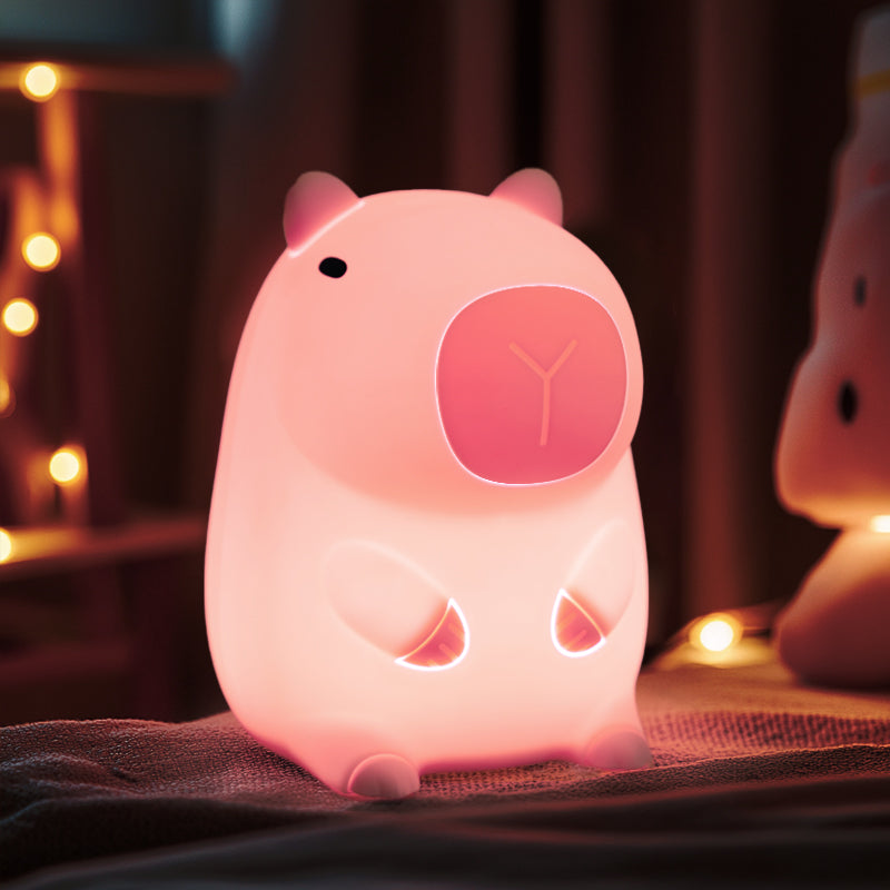 MeWaii® Pink Capybara Squishy Silicone LED Night Light - Perfect Gift for Kids and Girls