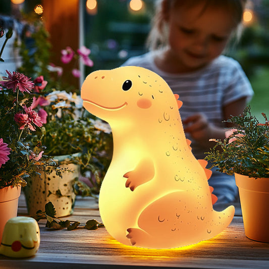 MeWaii® PRE-ORDER Squishy Silicone Smiley Big Dinosaur LED Night Light - Perfect Gift for Kids and Girls