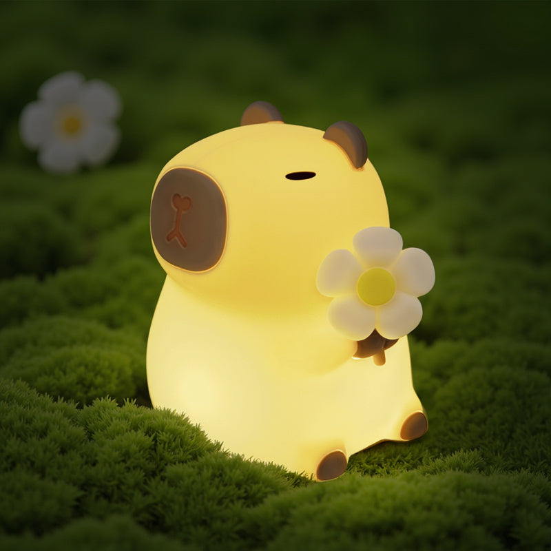 Flower Capybara Squishy Silicone Night Light - Perfect Gift for Kids and Girls