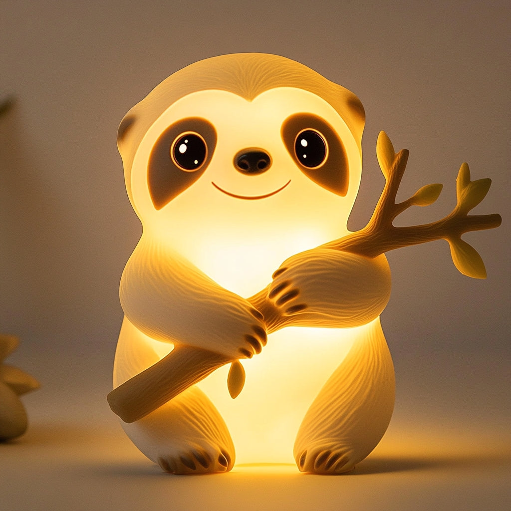 Squishy Silicone Sloth Hug LED Night Light - Perfect Gift for Kids and Girls