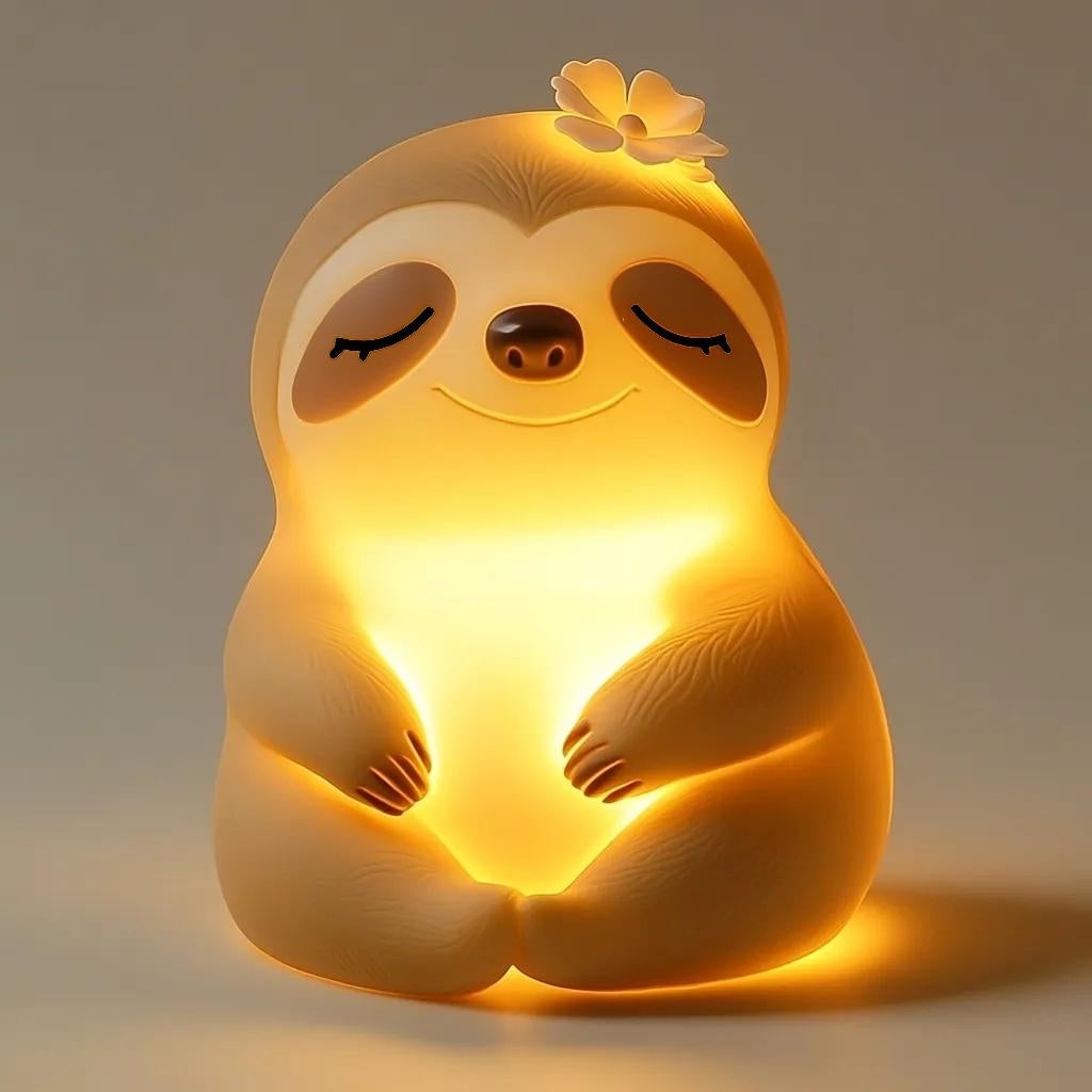 Squishy Silicone Flower Sloth LED Night Light - Perfect Gift for Kids and Girls