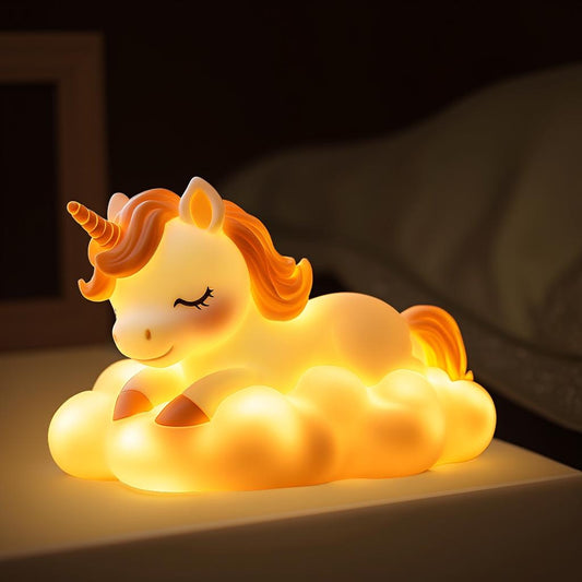 Squishy Silicone Sleeping Unicorn LED Night Light - Perfect Gift for Kids and Girls