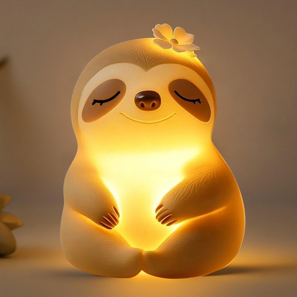 Squishy Silicone Flower Sloth LED Night Light - Perfect Gift for Kids and Girls