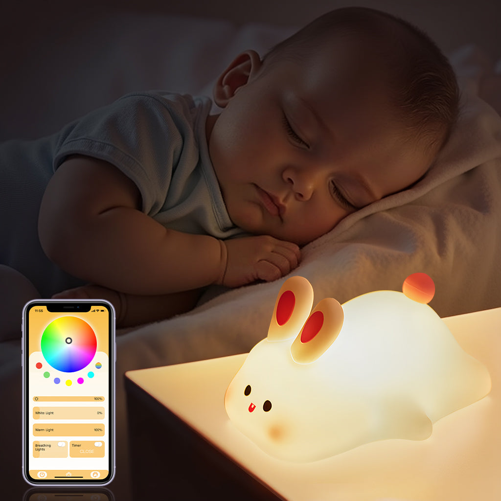 Cute Rabbit LED Squishy Tap Tap Night Light Lamp