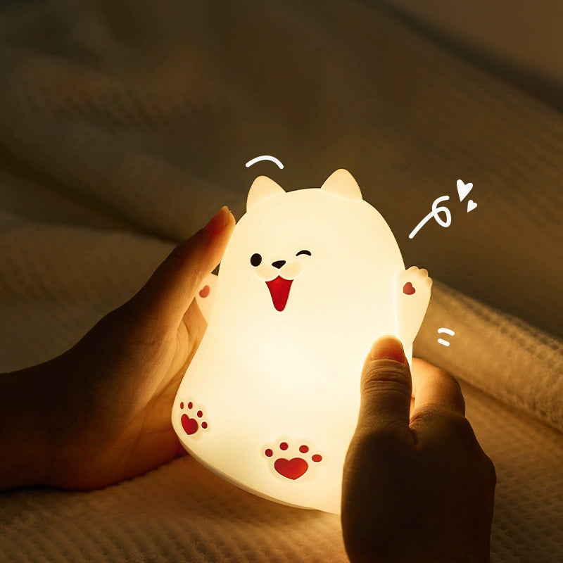 Squishy Silicone Happy Puppy LED Night Light - Perfect Gift for Kids and Girls