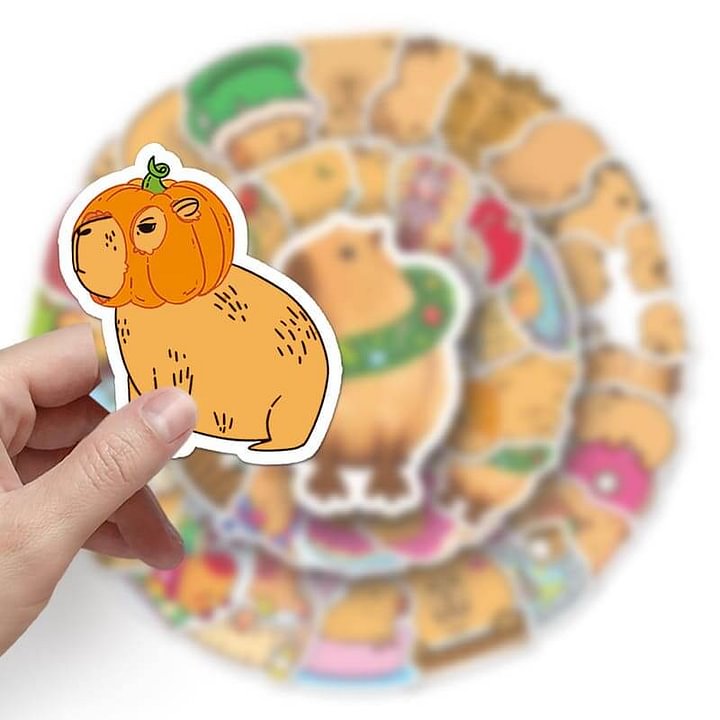 50 Pcs Cute Capybara Sticker Animal Graffiti Sticker For DIY Skateboard Phone Case Luggage Waterproof Sticker