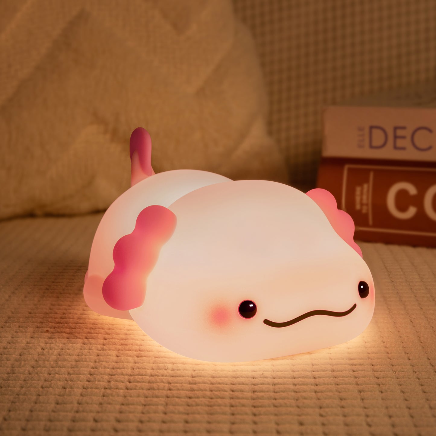 Squishy Silicone Lazy Axolotl LED Night Light - Perfect Gift for Kids and Girls