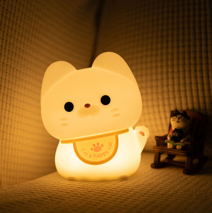 Squishy Silicone Happy Cat LED Night Light - Perfect Gift for Kids and Girls