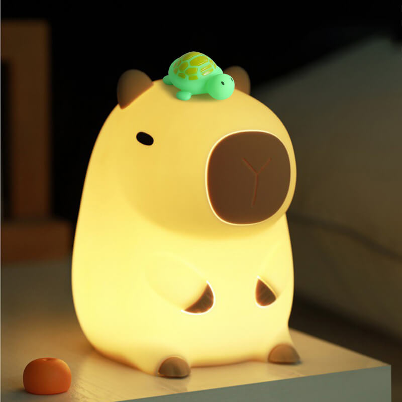 Capybara avec tortue LED veilleuse spongieuse pour cadeau lampe Capybara rechargeable USB