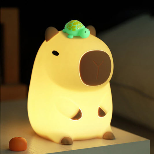 Capybara mit Schildkröte LED Squishy Nachtlicht für Geschenk USB wiederaufladbare Capybara Lampe