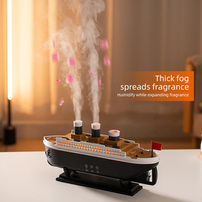 Ship Model Humidifier with LED Lights & Remote Control