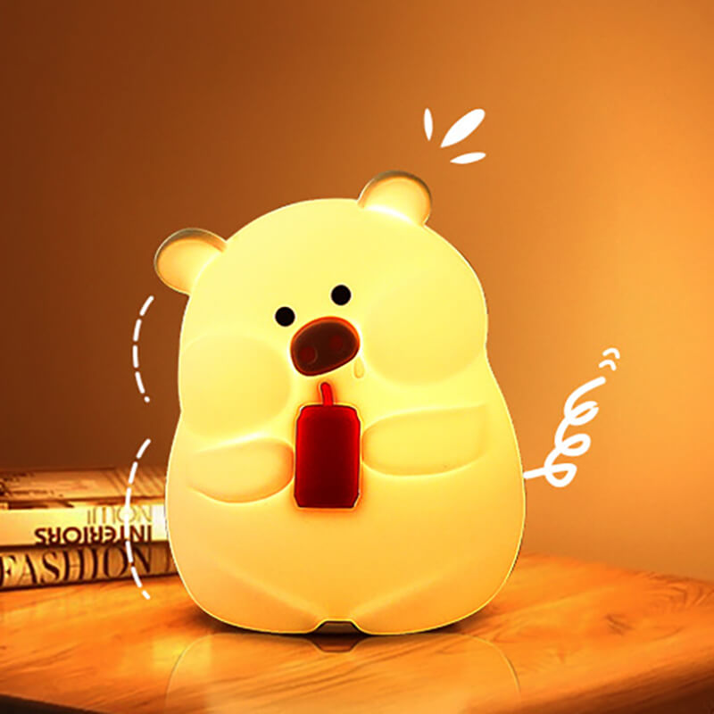 Cola Pig LED Squishy Veilleuse Pour Cadeau Lampe Cochon Rechargeable USB