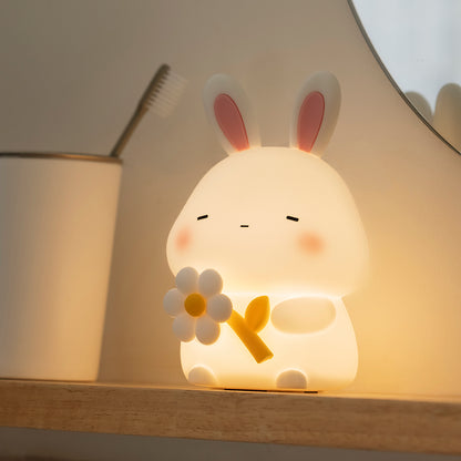 Squishy Silicone Sleepy Bunny LED Night Light - Perfect Gift for Kids and Girls