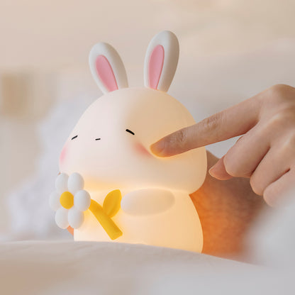 Squishy Silicone Sleepy Bunny LED Night Light - Perfect Gift for Kids and Girls