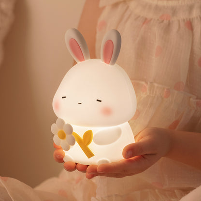 Squishy Silicone Sleepy Bunny LED Night Light - Perfect Gift for Kids and Girls