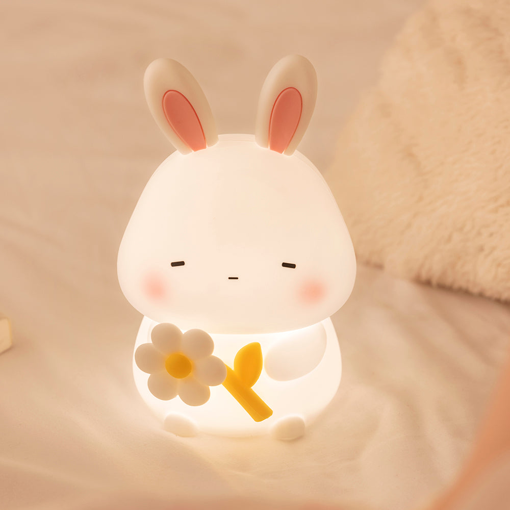 Squishy Silicone Sleepy Bunny LED Night Light - Perfect Gift for Kids and Girls