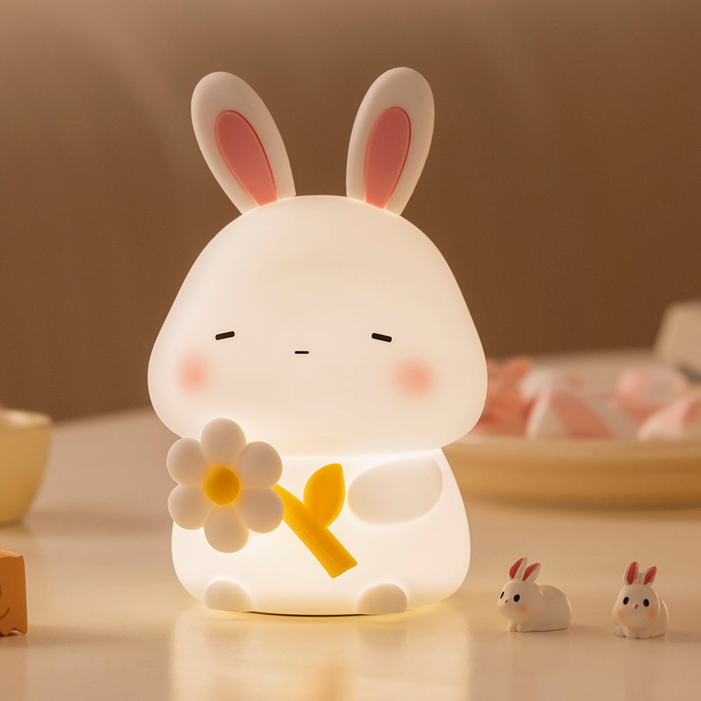 Squishy Silicone Sleepy Bunny LED Night Light - Perfect Gift for Kids and Girls