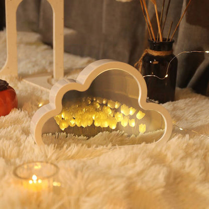 Handcrafted DIY Cloud Tulips Mirror LED Squishy Night Light For Gift USB plug Plug-In Tulips Lamp