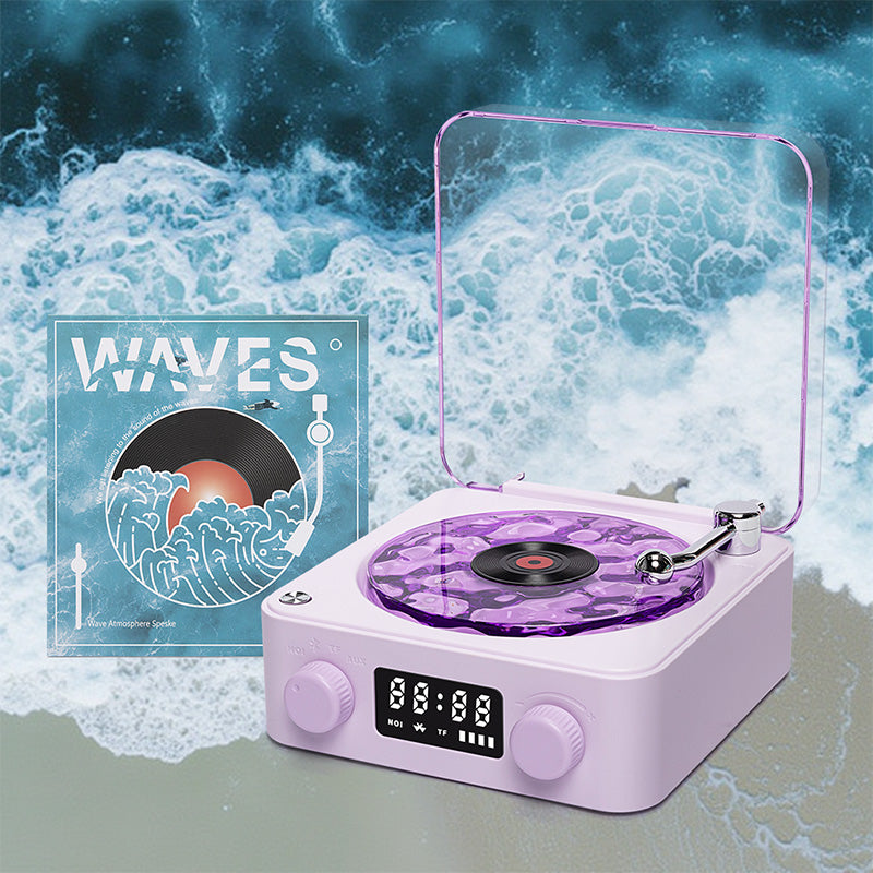 Premium Pink Waves Retro Bluetooth Vinyl Record Player