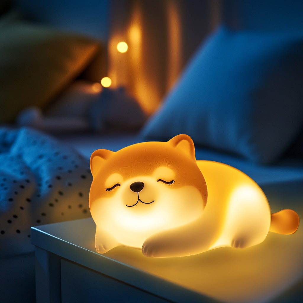 Squishy Silicone Shiba Dog LED Night Light - Perfect Gift for Kids and Girls