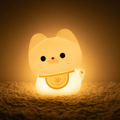 Squishy Silicone Happy Cat LED Night Light - Perfect Gift for Kids and Girls