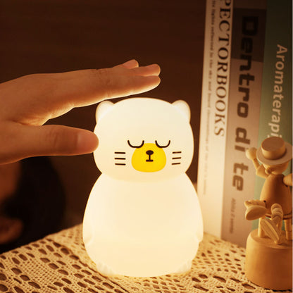 Squishy Silicone Sleeping Cat LED Night Light - Perfect Gift for Kids and Girls