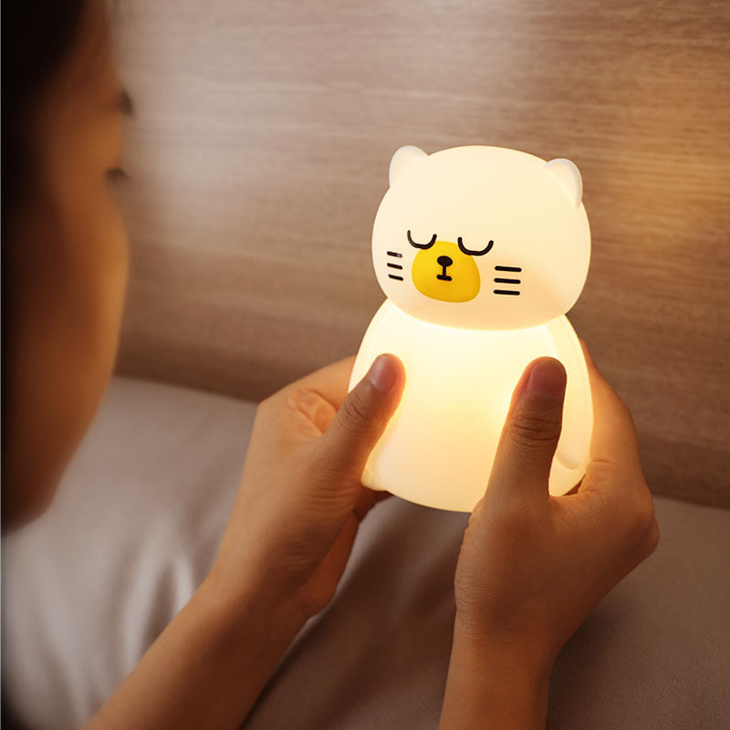 Squishy Silicone Sleeping Cat LED Night Light - Perfect Gift for Kids and Girls