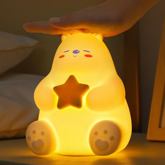 Squishy Silicone Star Bear LED Night Light - Perfect Gift for Kids and Girls