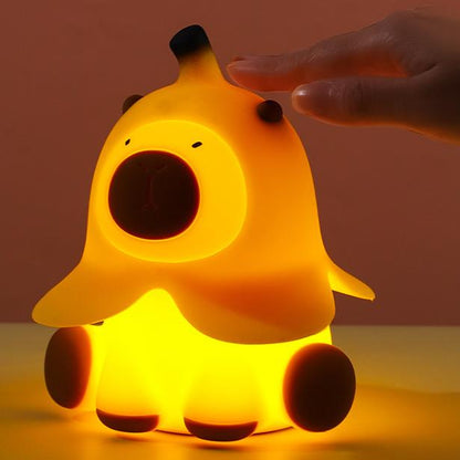 Squishy Silicone Capybara with Banana LED Night Light - Perfect Gift for Kids and Girls