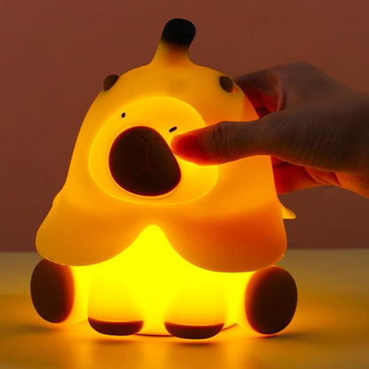 Squishy Silicone Capybara with Banana LED Night Light - Perfect Gift for Kids and Girls