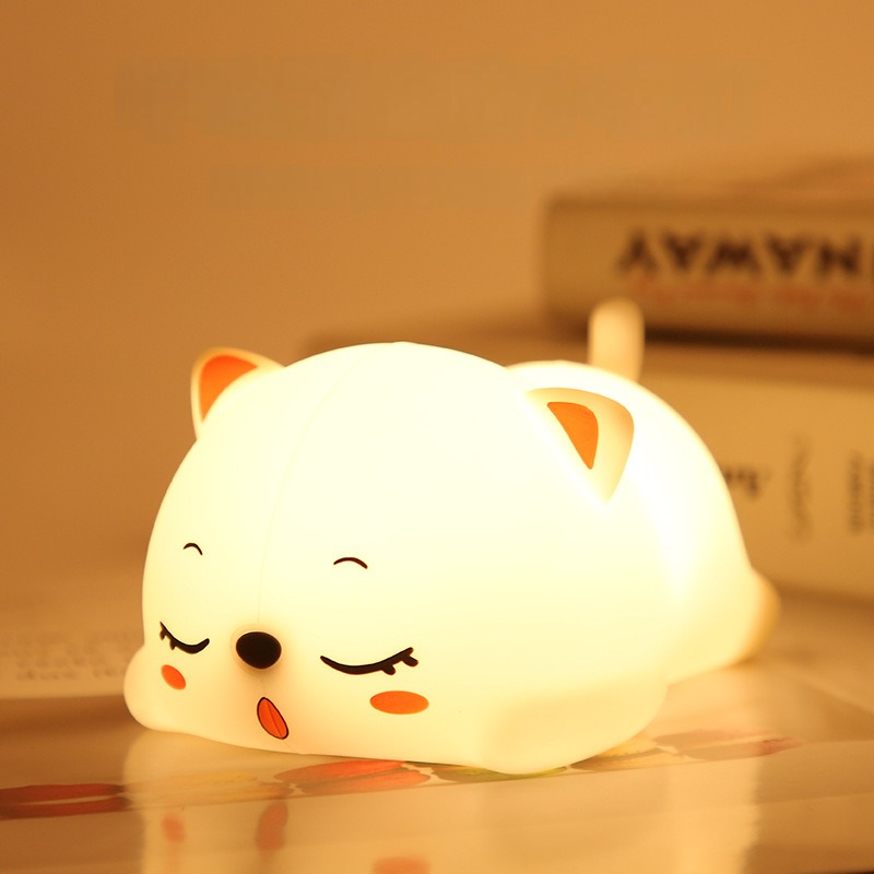 Squishy Silicone Purring Cat LED Night Light - Perfect Gift for Kids and Girls