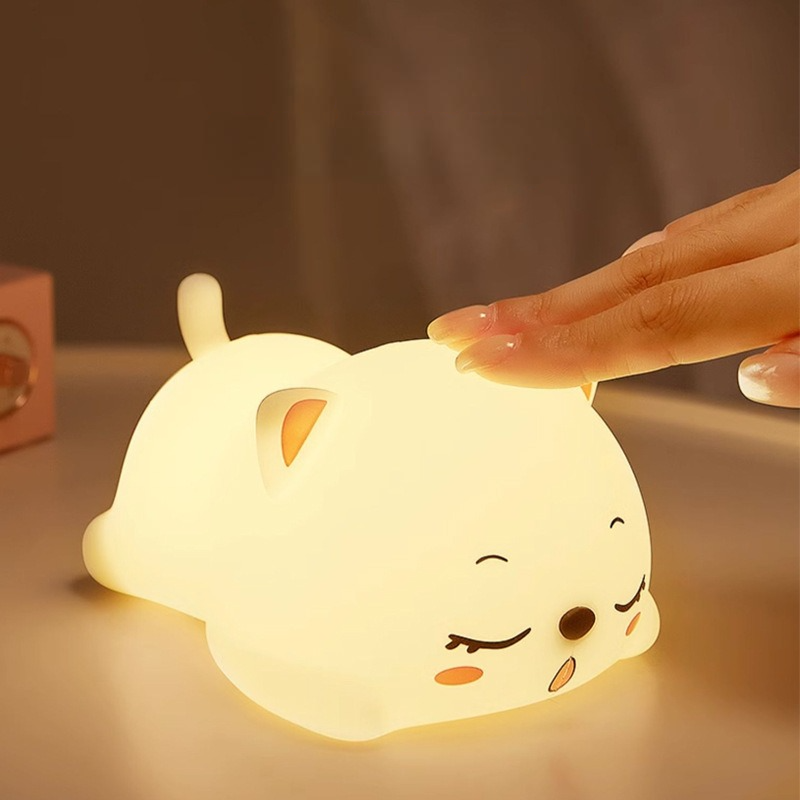 Squishy Silicone Purring Cat LED Night Light - Perfect Gift for Kids and Girls