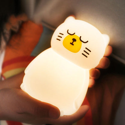 Squishy Silicone Sleeping Cat LED Night Light - Perfect Gift for Kids and Girls