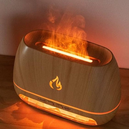 Simulated Flame Wood Grain Home Humidifier For Gift