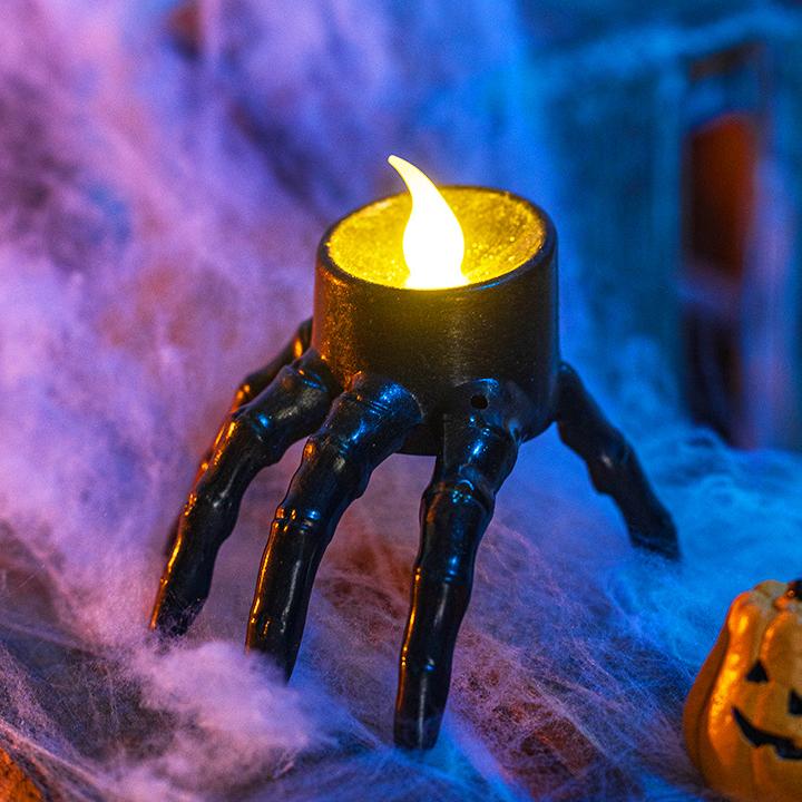 Leuchtendes elektronisches Kerzen-Nachtlicht in Form eines Spinnenskeletts – perfektes Geschenk für Halloween