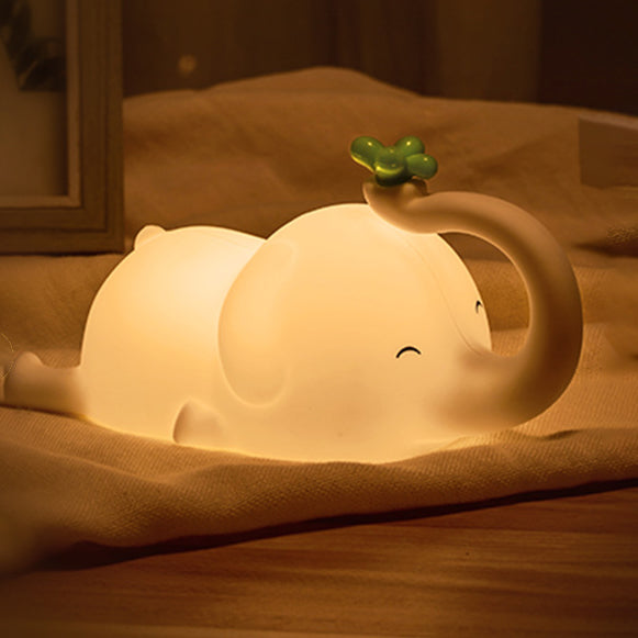 Squishy Silicone Flying Elephant LED Night Light - Perfect Gift for Kids and Girls