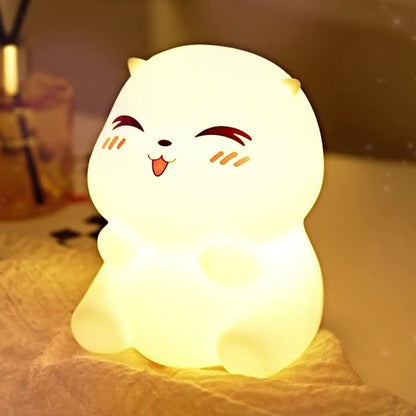 Squishy Silicone Smiley Hamster LED Night Light - Perfect Gift for Kids and Girls