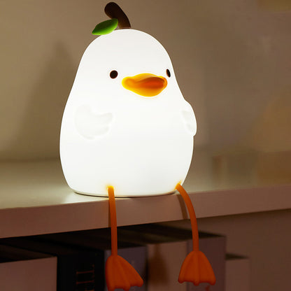 Squishy Silicone Pear Duck LED Night Light - Perfect Gift for Kids and Girls